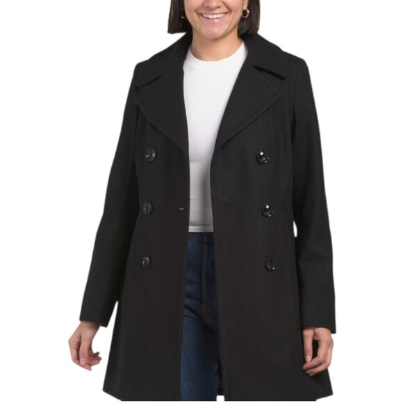 ANNE KLEIN Wool Blend Double Breasted Peacoat - Picture 1 of 2